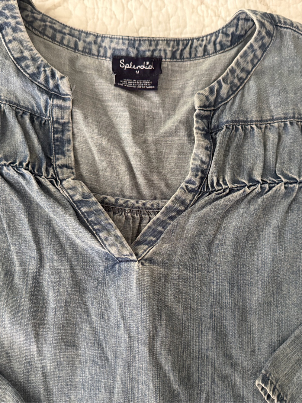 Splendid Women's Light Blue Washed Denim look-Lyocell Blouse Size Medium